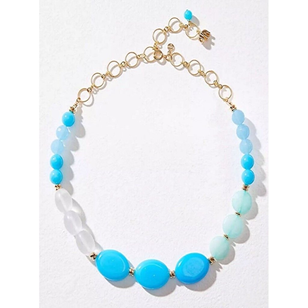 Ann Taylor Loft Turquoise Splash Mixed Stone Beaded Statement Necklace New